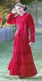 red blouse & skirt