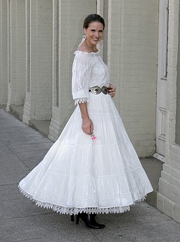 white lacey peasent blouse + skirt